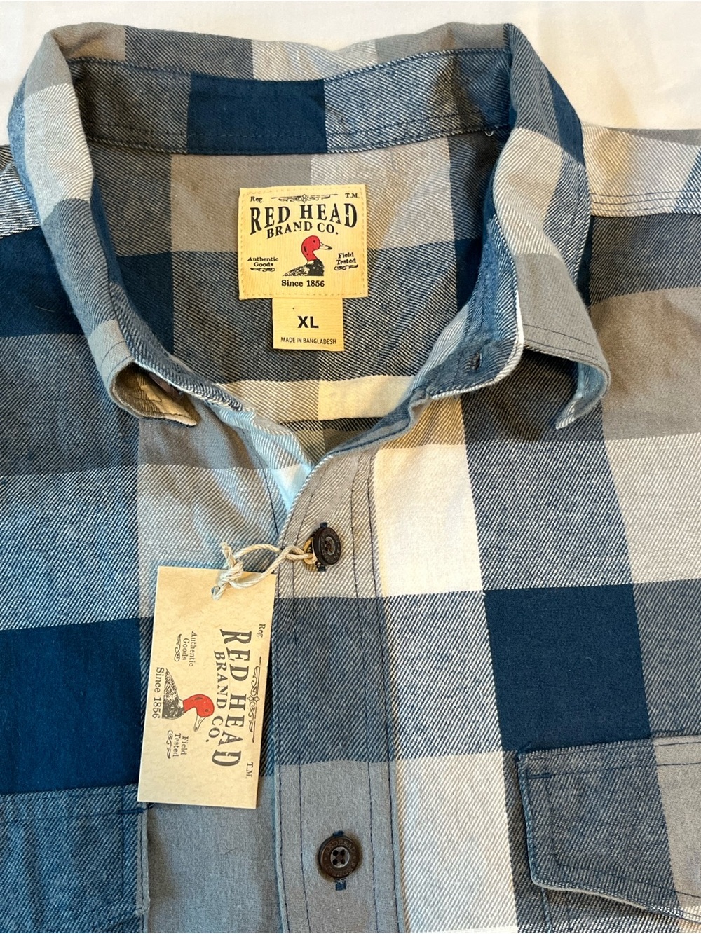 RedHead Mens XL Buffalo Plaid Flannel Button Down Shirt NWT - Picture 3 of 5